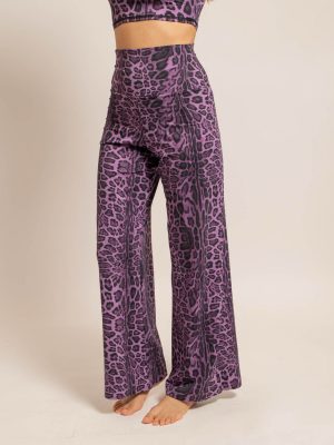 Pantalon large-JULY-léopard violet
