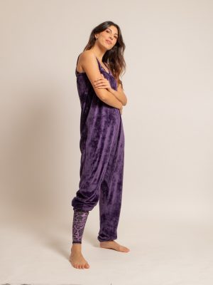 Sur combinaison velours ras CHLOE violet