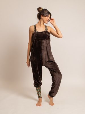 Sur combinaison velours ras CHLOE marron chocolat