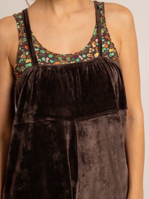 Sur combinaison velours ras CHLOE marron chocolat